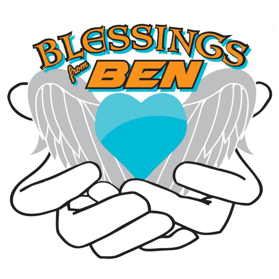 Blessings From Ben Logo Hands holding angel wings and heart